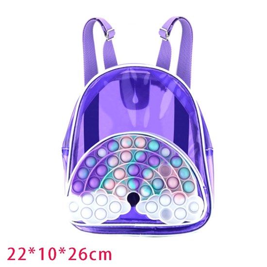 Rainbow Pop Mini Clear Backpack Fidget Gifts Pop Bag Sensory Toy Purple