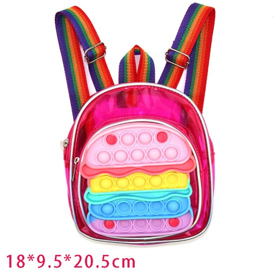Cute Hamburger Pop Mini Clear Backpack Fidget Gifts Pop Bag Sensory Toy 