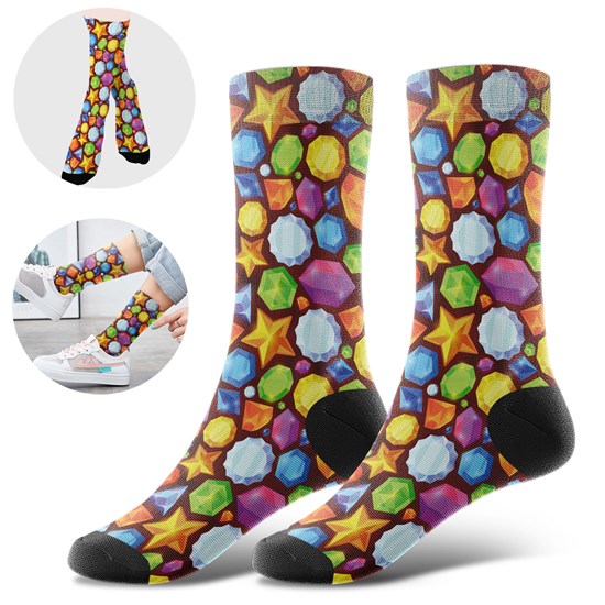 Cute Funny Novelty Socks With Diamond Pattern, Cozy Fun Crew Colorful Socks