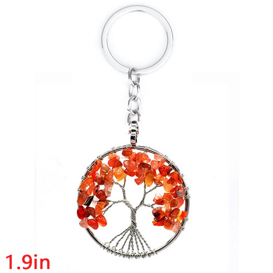 Tree of Life Keychain Natural Crystal Stone Handmade DIY Keychain Key Ring