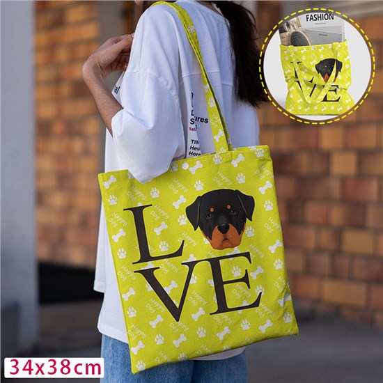 Love Rottweiler Canvas Shoulder Bag Shopping Bag