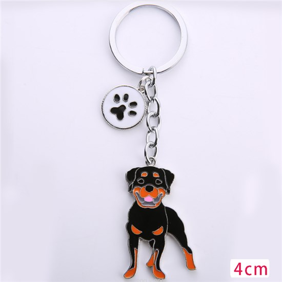 Rottweiler Pet Dog ID Tag Keychain Cute Portable Metal Keying Key Decor Car Keyring 