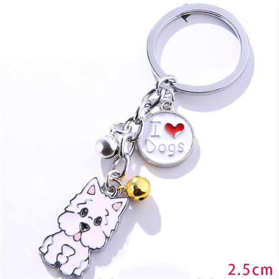 Maltese Pet Dog ID Tag Keychain Cute Portable Metal Keying Key Decor Car Keyring 