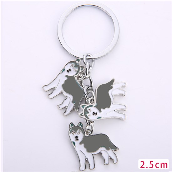 Grey Alaskan Malamute Pet Dog ID Tag Keychain Cute Portable Metal Keying Key Decor Car Keyring 