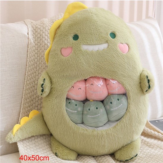 Cute Dinosaur Pillow With 6 Decorative Stuffed Animal Dolls
