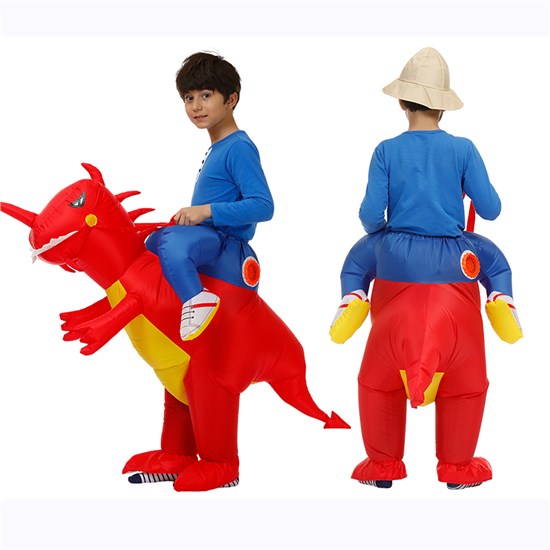 Red Dinosaur Child Inflatable Costume T-Rex Fancy Dress Halloween Blow up Costumes
