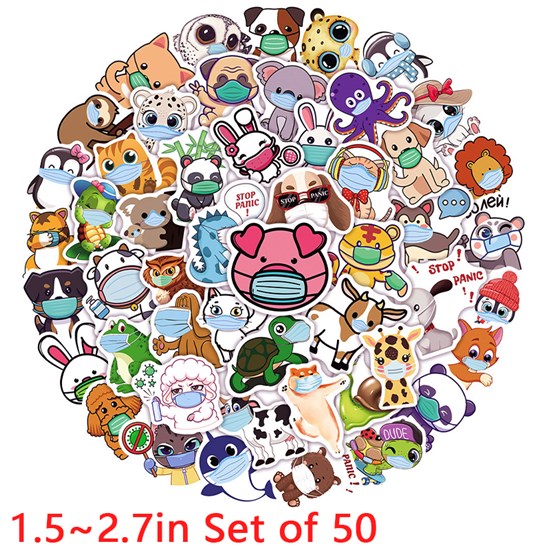 Mouth Mask Animals Stickers Funny Waterproof Vinyl Laptop Phone Water Bottle Stickers
