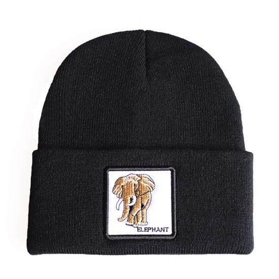 Elephant Black Knit Hat