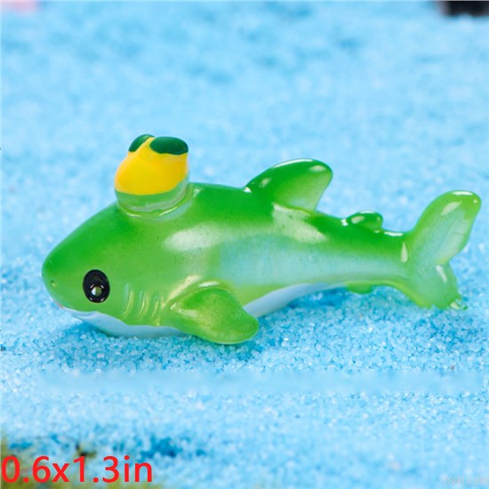 Green Shark Resin Figurines Cute Sea Animal Figure Toy