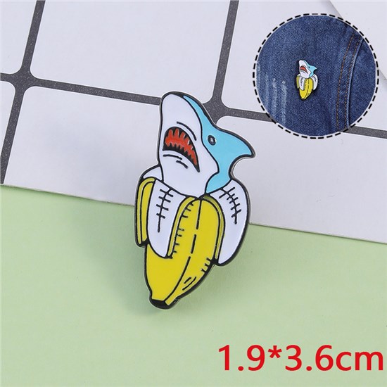 Funny Animal Banana Shark Enamel Pin Brooch Badge