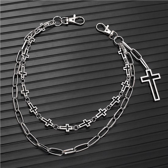 Punk Cross Alloy Chains for Pants, Belt Chains Hip Hop Trousers Jeans Chain