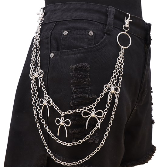 Punk Alloy Bow Chains for Pants, Belt Chains Hip Hop Trousers Jeans Chain