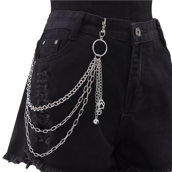 Punk Alloy Cat Paw Chains for Pants, Belt Chains Hip Hop Trousers Jeans Chain