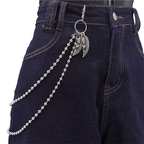 Punk Alloy Ghostface Leaf Chains for Pants, Belt Chains Hip Hop Trousers Jeans Chain
