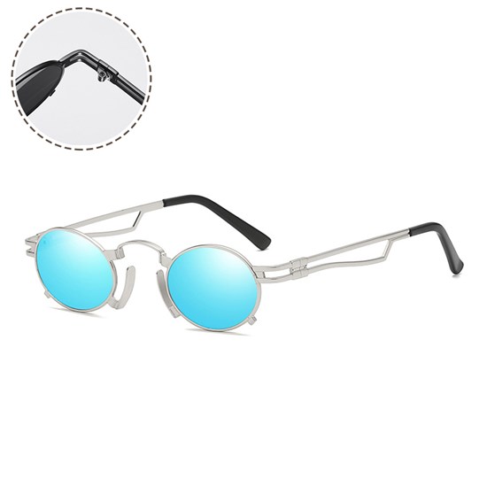 Steampunk Retro Round Vintage Metal Frame Gothic Sunglasses 