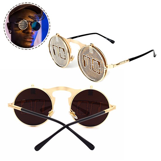 Retro Round 82's Flip Up Steampunk Sunglasses Mirror Vintage Circle Sun Glasses Eyewear for Men Women