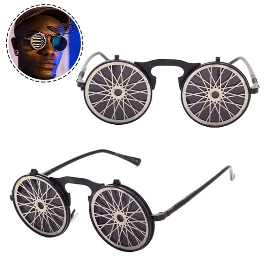 Retro Round 89's Flip Up Steampunk Sunglasses Mirror Vintage Circle Sun Glasses Eyewear for Men Women