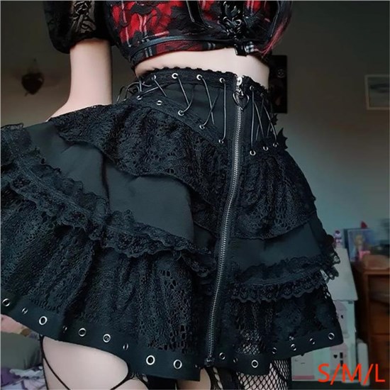 Gothic Skirt Punk Sexy Mini Black Lace Skirt
