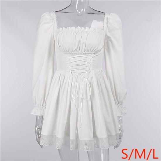 Gothic White Skirt Dress Punk Cosplay Costume