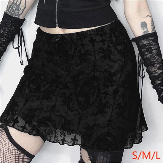 Gothic Skirt Punk Sexy Mini Black Lace Skirt