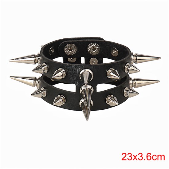 Gothic Lolita Punk Black Rivet PU Leather Bracelet