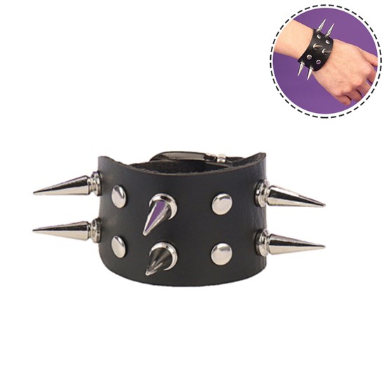 Gothic Lolita Punk Black Rivet Leather Bracele