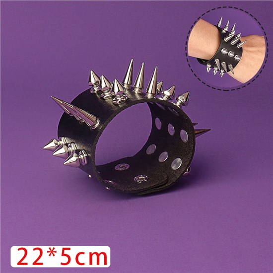 Gothic Lolita Punk Black Rivet PU Leather Bracele