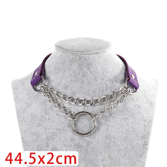 Punk Alloy O Ring PU Leather Necklace Gothic Choker