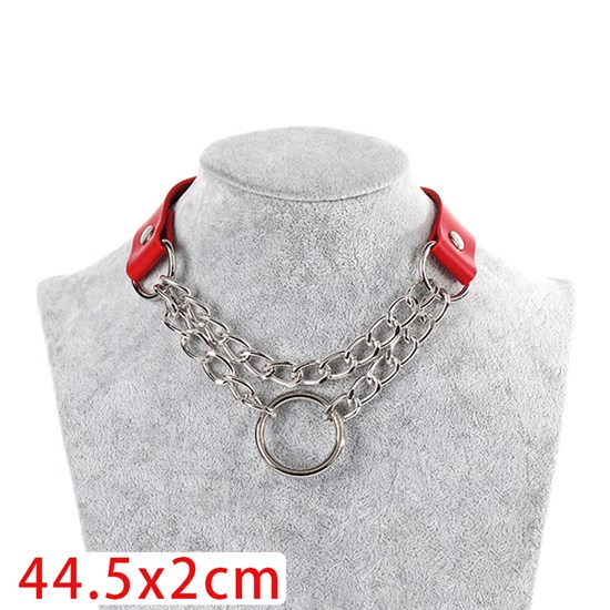Punk Alloy O Ring PU Leather Necklace Gothic Choker