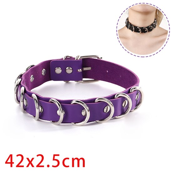 Punk Alloy Purple PU Leather Necklace Gothic Choker