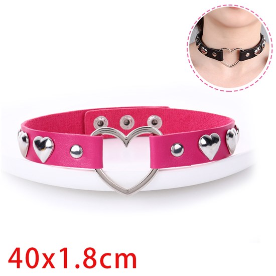 Punk Love Heart PU Leather Necklace Gothic Choker