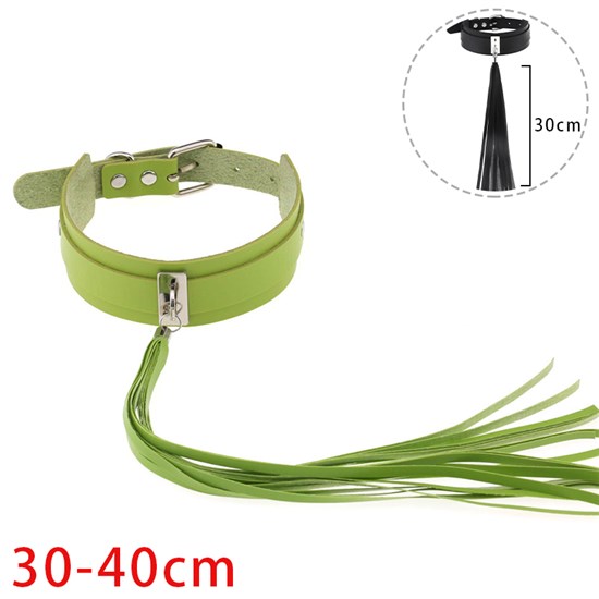 Punk Green PU Leather Tassel Necklace Gothic Choker