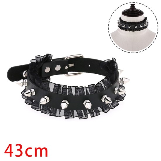 Punk Black PU Leather Rivet Necklace Gothic Choker