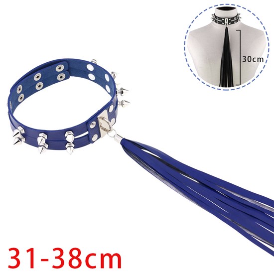 Punk Rivet PU Leather Tassel Necklace Gothic Choker
