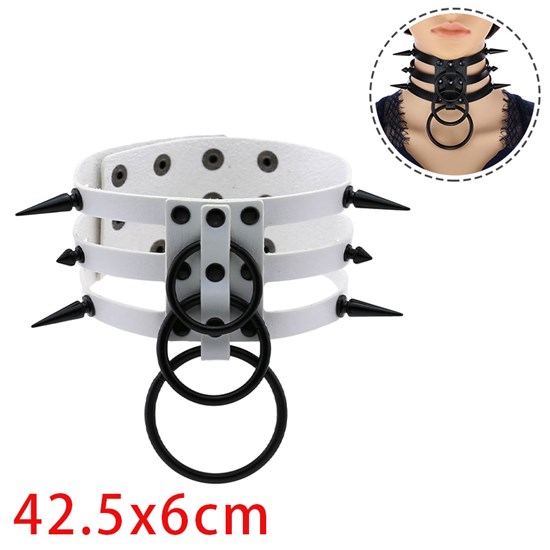 Punk Rivet PU Leather Necklace Gothic 3 Row O Ring Choker