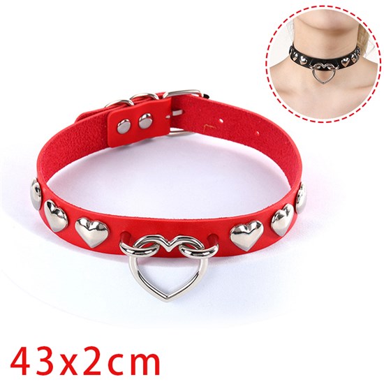 Punk Alloy Love Heart PU Leather Necklace Gothic Choker