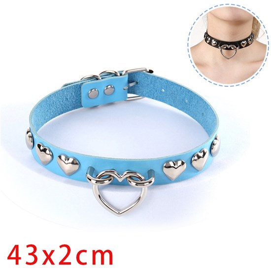 Punk Alloy Love Heart PU Leather Necklace Gothic Choker