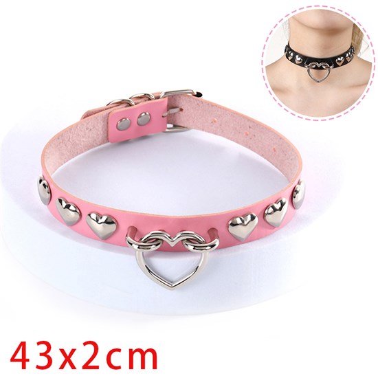 Punk Alloy Love Heart PU Leather Necklace Gothic Choker