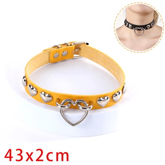 Punk Alloy Love Heart PU Leather Necklace Gothic Choker