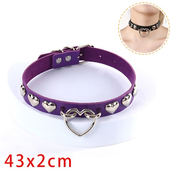 Punk Alloy Love Heart PU Leather Necklace Gothic Choker
