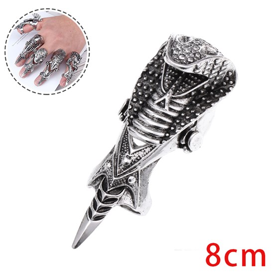 Snake Knuckle Joint Full Finger Double Ring Punk Rock Gothic  Rings Halloween Cosplay  Accessories 