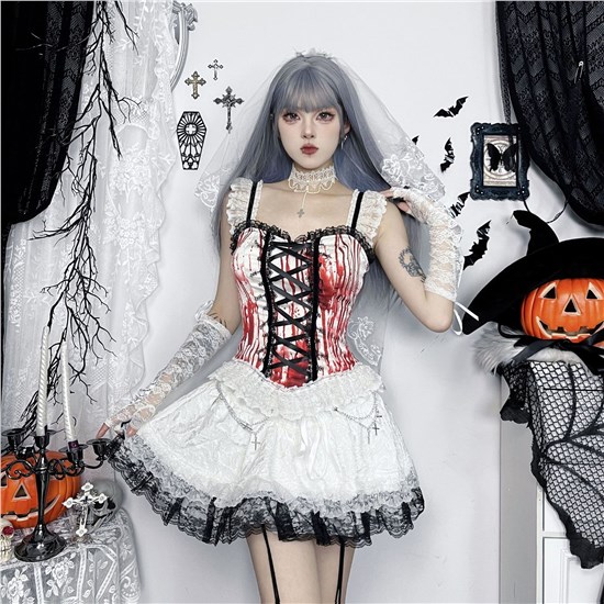 Halloween Gothic Skirt Punk Sexy Shirt Mini Skirt