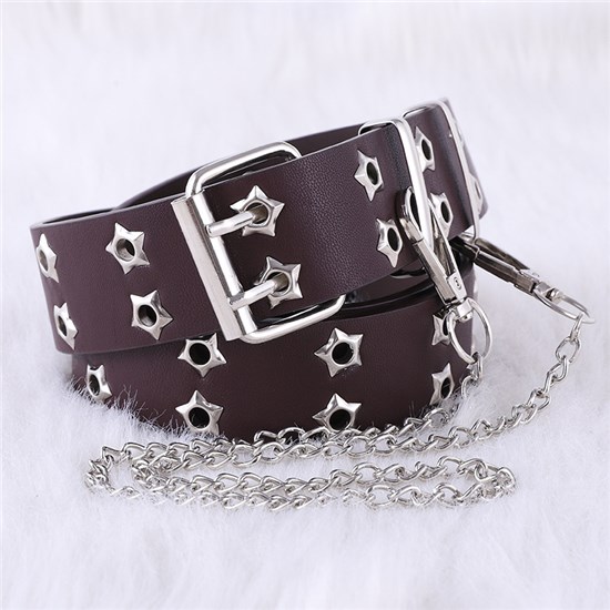 Punk PU Waist Belt with Chain