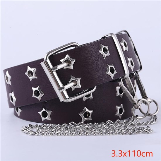 Punk PU Waist Belt with Chain