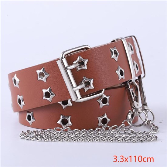 Punk PU Waist Belt with Chain