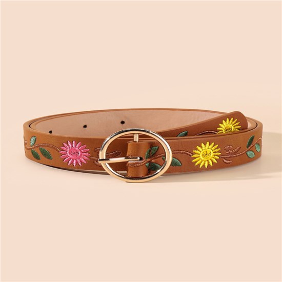 Flower PU Waist Belt for Women