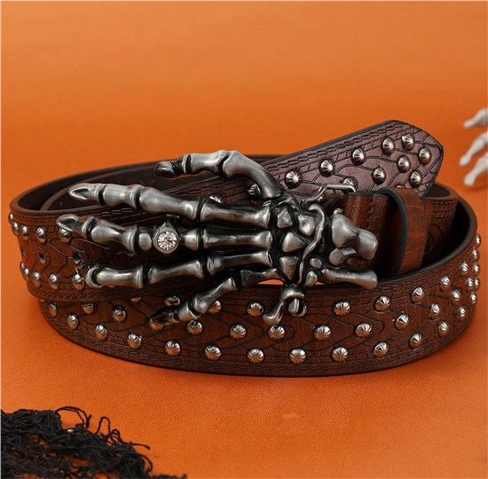 Punk Skeleton Hand PU Waist Belt