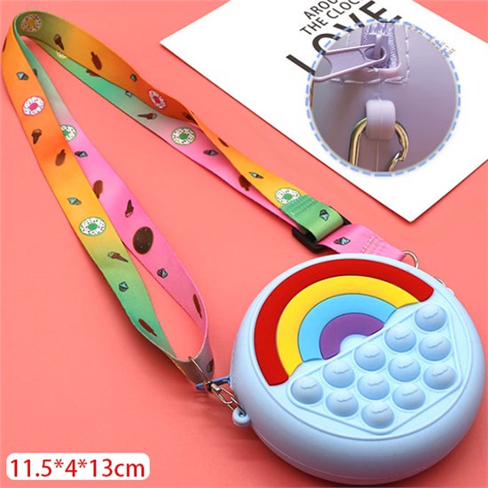 Rainbow Doughnut Fidget Toys Pop Small Purse Anxiety Stress Relief Shoulder Bag