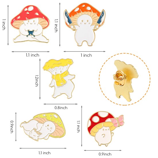 Funny Mushroom Cartoon Enamel Brooch Pins Badge
