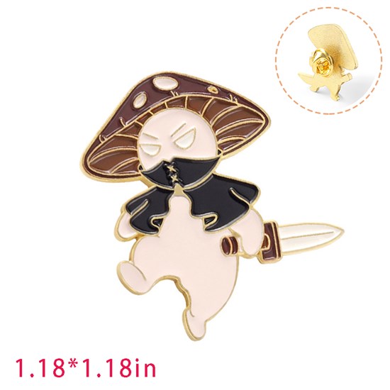Cute Cartoon Mushroom Ninja Enamel Pin Brooch